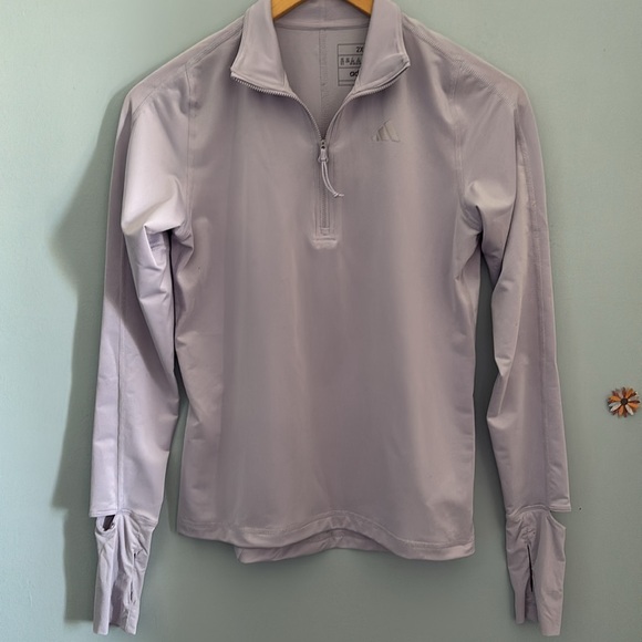 Adidas Fast Running Half Zip Long-Sleeve Silver Dawn Size 2XS - Picture 5 of 13